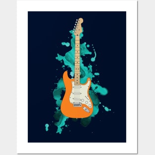 S-Style Electric Guitar Orange Color Posters and Art